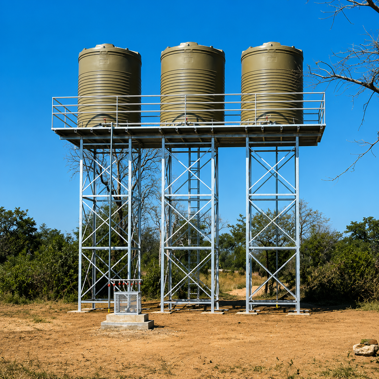 Elevated water storage tower